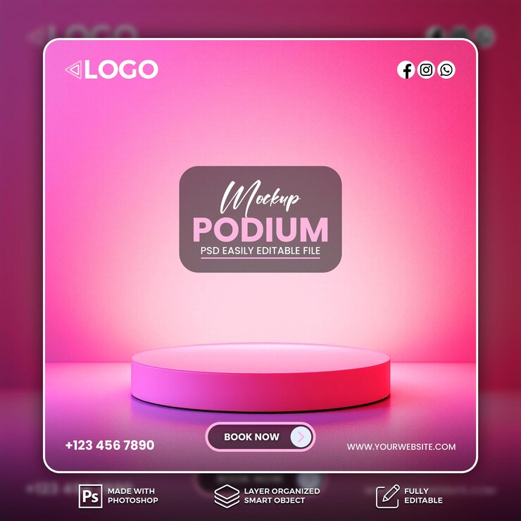Mockup del podio rosado