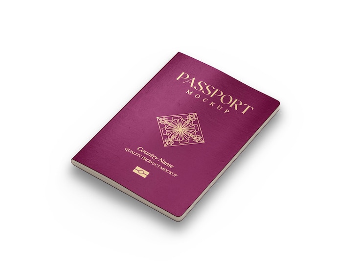 PSD mockup de la portada del pasaporte internacional