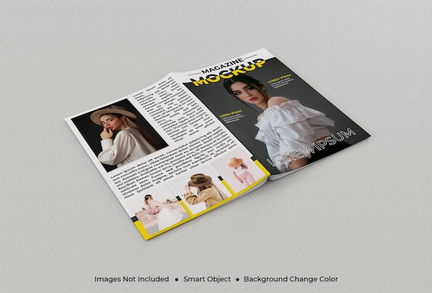 Mockup de portada de revista con capa editable