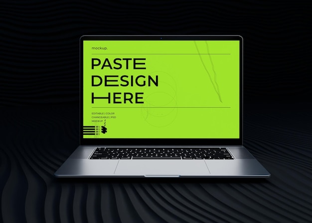 Mockup de portátil con fondo negro