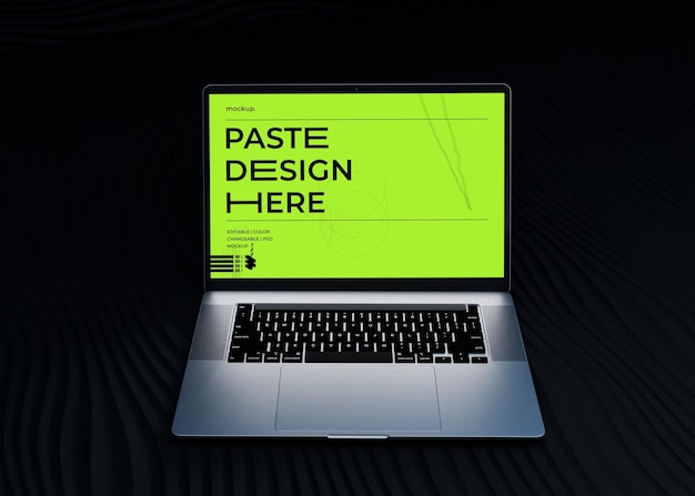 Mockup de portátil con fondo negro