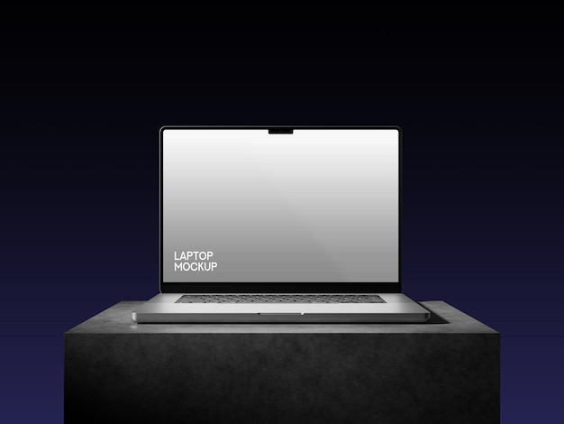 Mockup de portátil en una superficie oscura