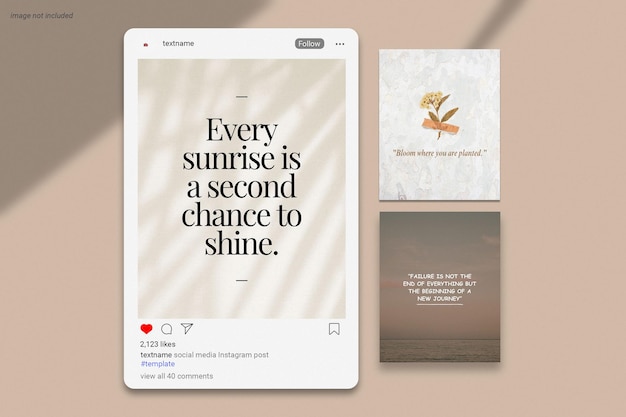 Mockup de poste Instagram nouvelle taille modèle de mise en page de médias sociaux interface de marque