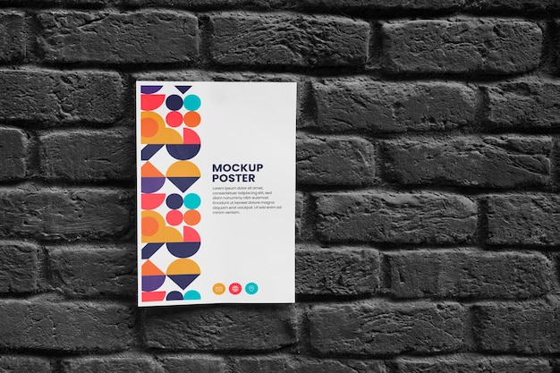 PSD mockup de poster pegado en pared