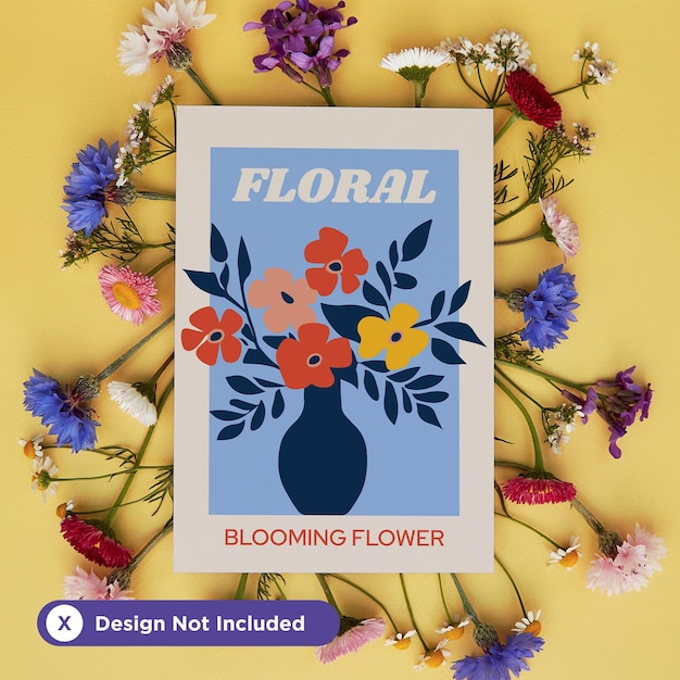 Mockup póster para una planta de energía de flores ambientada en verano