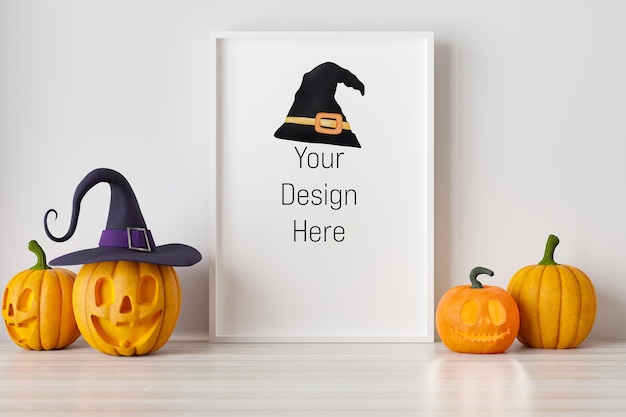 Mockup-Poster und Fotorahmen mit Halloween-Festival-Dekoration