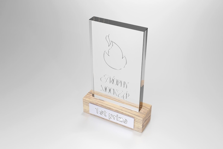 PSD mockup de los premios de los trofeos de vidrio