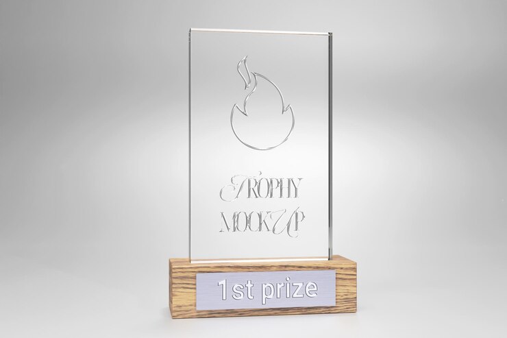 PSD mockup de los premios de los trofeos de vidrio