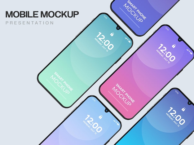 Mockup de presentación móvil con teléfonos inteligentes