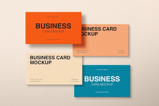 Mockup de presentación de tarjetas de visita en PSD