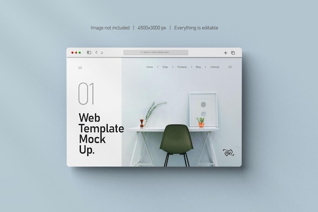 Mockup presentasi situs web terisolasi