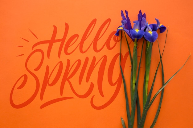 Mockup de primavera flat lay con copyspace