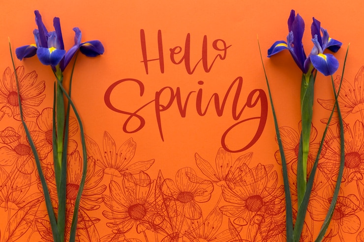 PSD mockup de primavera flat lay con copyspace