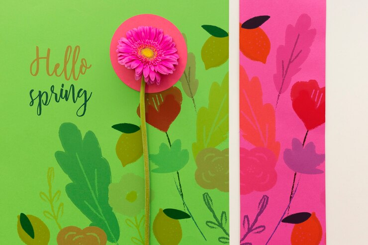 PSD mockup de primavera flat lay con copyspace