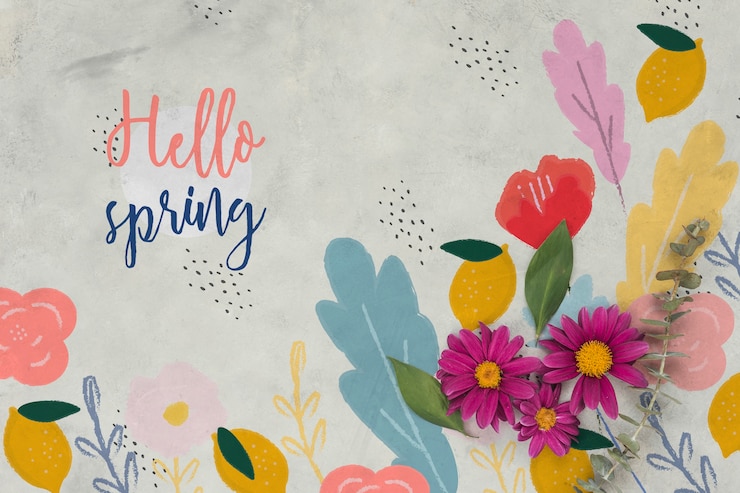 PSD mockup de primavera flat lay con copyspace