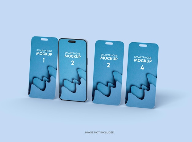 Mockup pro del teléfono y algunas pantallas separadas flotando concepto de aplicación ui ux render 3d