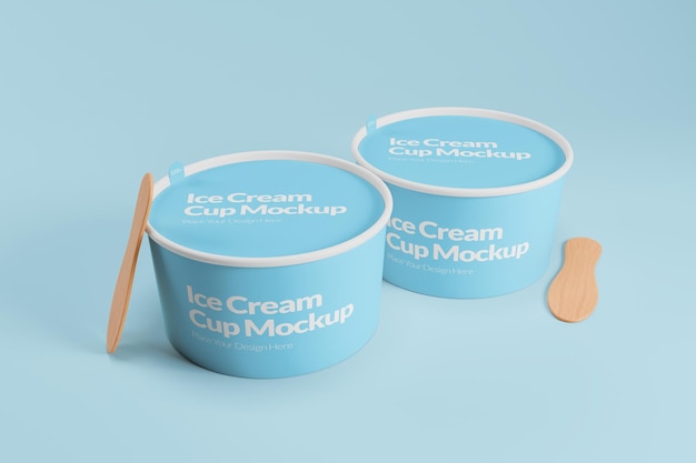Mockup de un producto de helado de taza