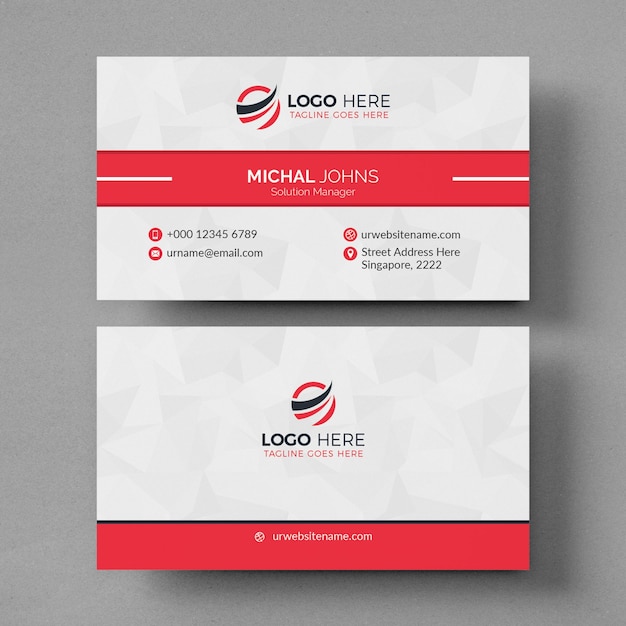 Mockup profesional de tarjeta de visita roja y blanca