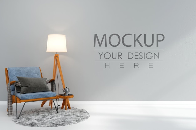 Mockup Psd 3D di mobili interni parete vuota