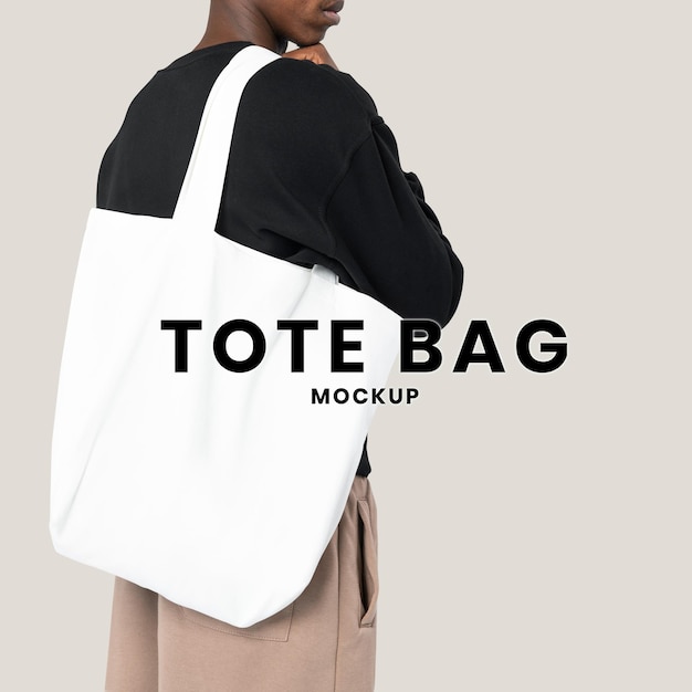 Mockup psd borsa tote bianca per la pubblicità degli accessori