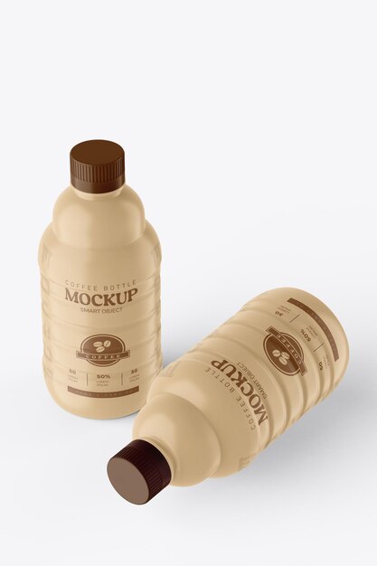 Mockup PSD de la botella de café en 3D