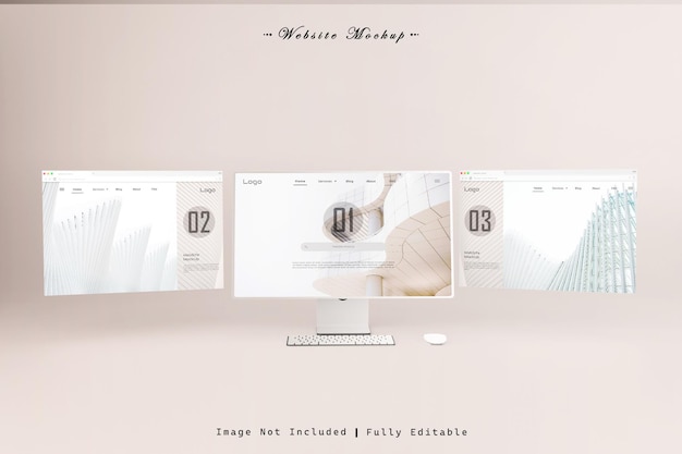 Mockup psd di presentazione del sito Web isolato