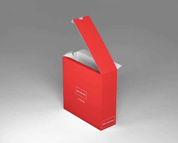 Mockup PSD di scatola di blocco con linguetta rettangolare sottile