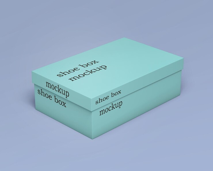 PSD mockup psd free una caja azul que dice maqueta de caja de zapatos