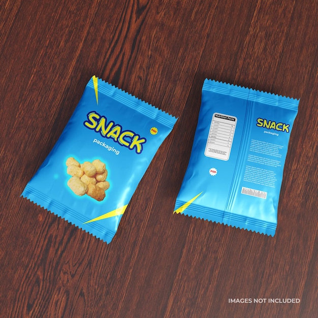 Mockup-psd für snackverpackungen