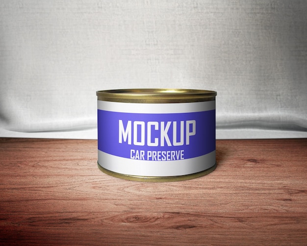 Mockup PSD grátis de uma lata de conserva de carro com fundo branco