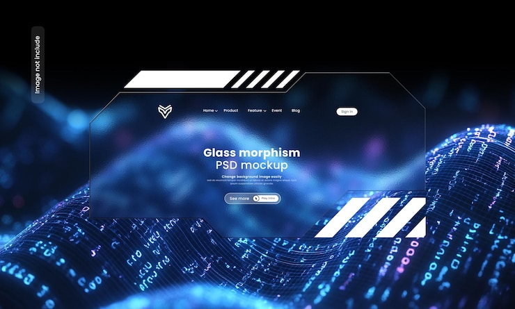 Mockup de PSD del morfismo de vidrio futurista