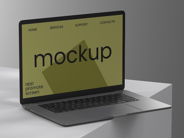 Mockup PSD per la presentazione del sito Web del laptop
