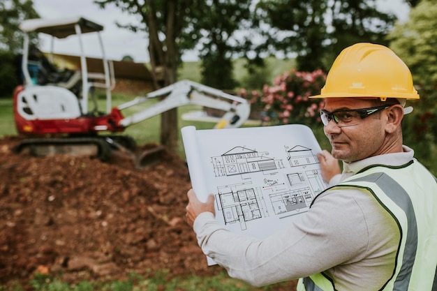 Mockup PSD de plan d’étage sur un chantier de construction