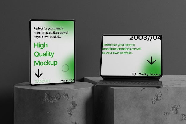 Mockup de PSD de la tableta oscura