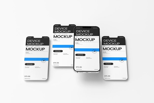 Mockup PSD del teléfono del dispositivo minimalista con una escena realista