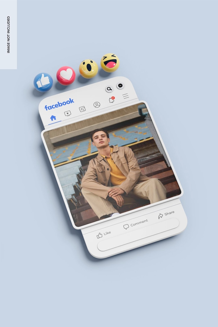 PSD mockup de la publicación de retrato de facebook, vista en ángulo alto