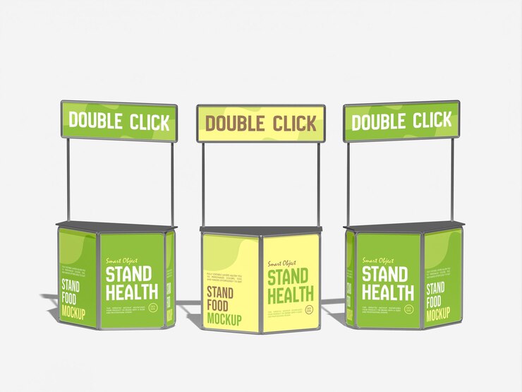 Mockup de un puesto de alimentos saludables