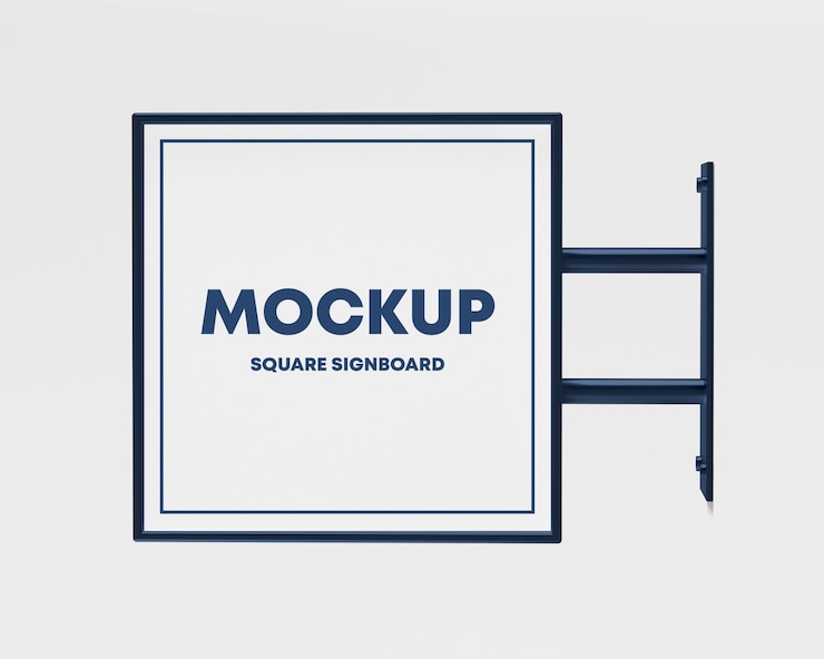 PSD mockup quadrato metallico dell'insegna