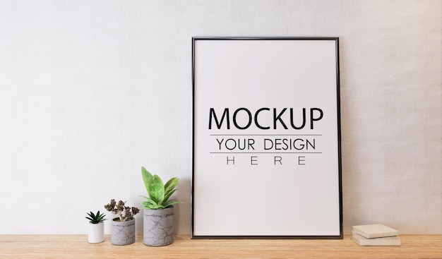 Mockup rámu plakátu v obývacím pokoji