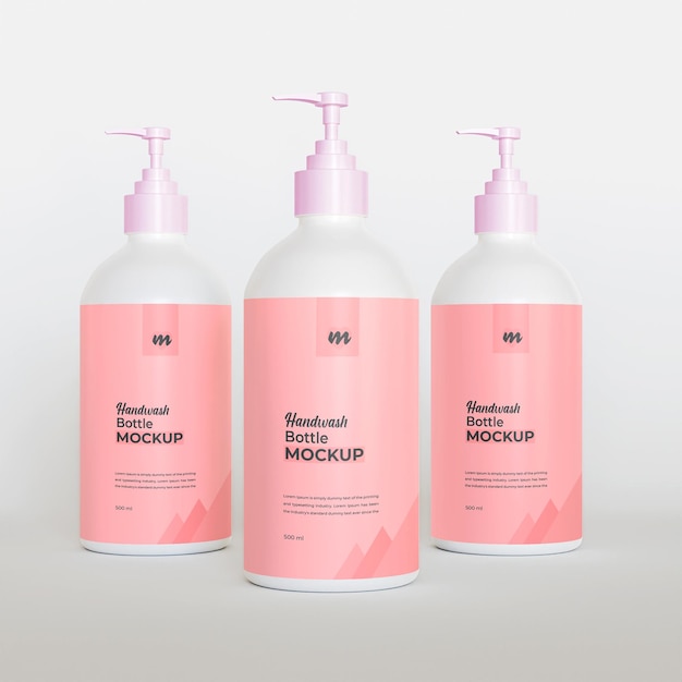 Mockup realista de botella dispensadora de bomba de lavado a mano PSD gratuito