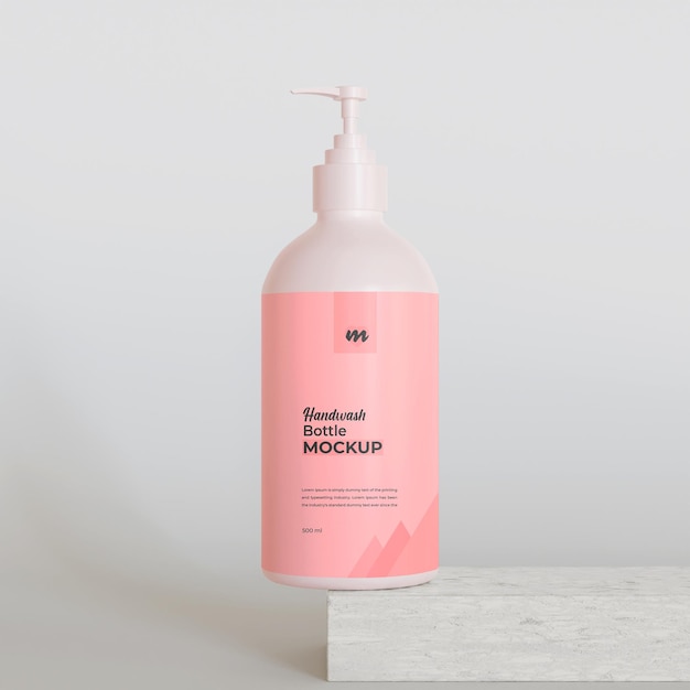 Mockup realista de botella dispensadora de bomba de lavado a mano PSD gratuito