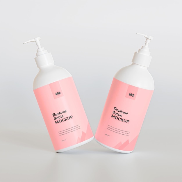 Mockup realista de botella dispensadora de bomba de lavado a mano PSD gratuito