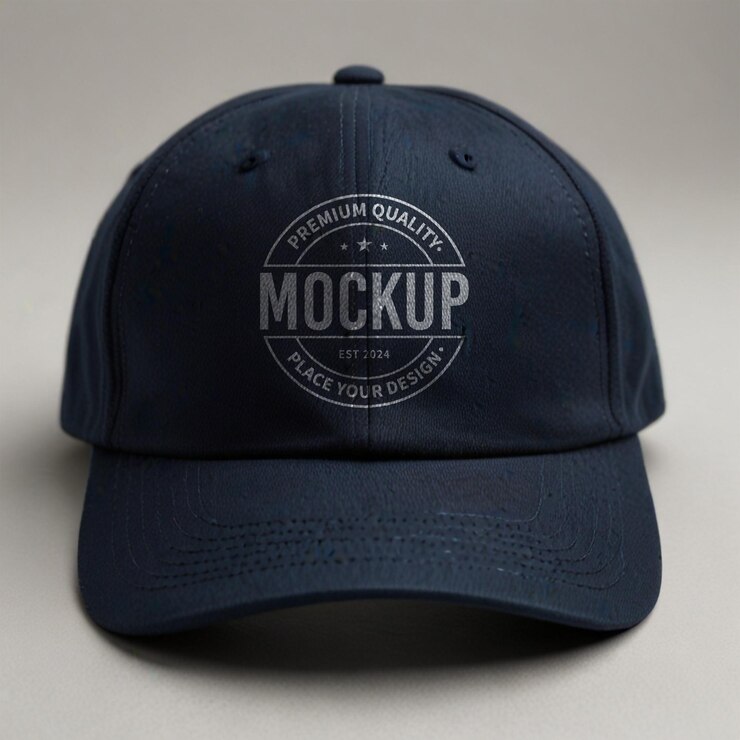 Mockup realista de la gorra de béisbol azul