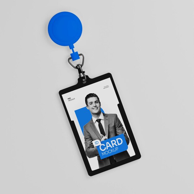Mockup realista de la insignia y la tarjeta de identificación