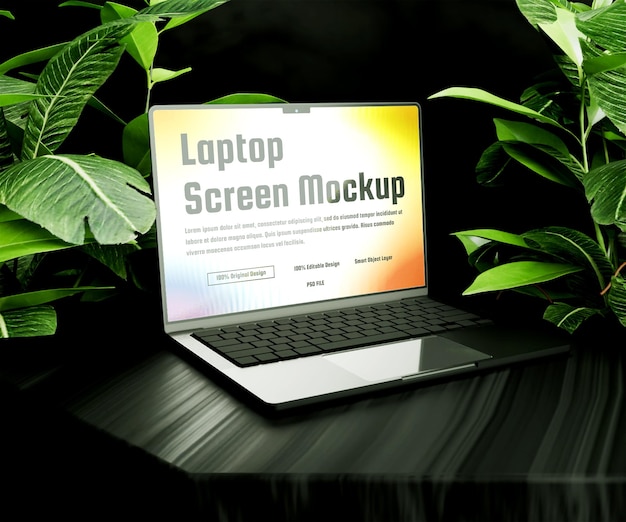 Mockup realista de pantalla de portátil con alta resolución o Mockup flotante de pantalla portátil con pantalla moderna