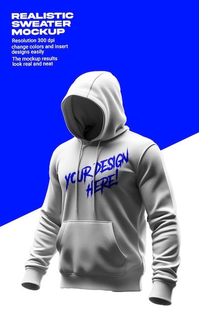 Mockup realista de sudadera con capucha para la presentación de diseño de prendas de vestir