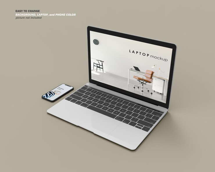 MOCKUP REALISTA PARA TELÉFONO INTELIGENTE Y PORTÁTIL