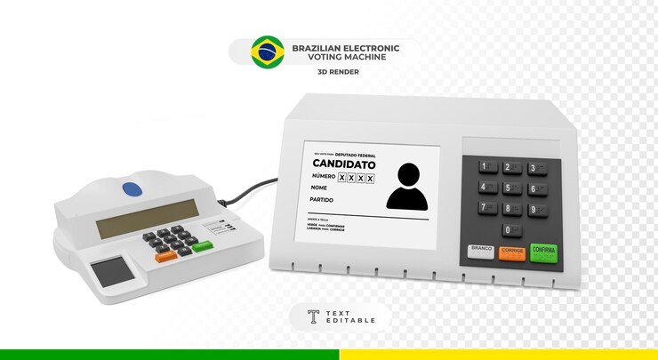 PSD mockup realista de urnas electrónicas brasileñas renderizadas en 3d para los procesos electorales