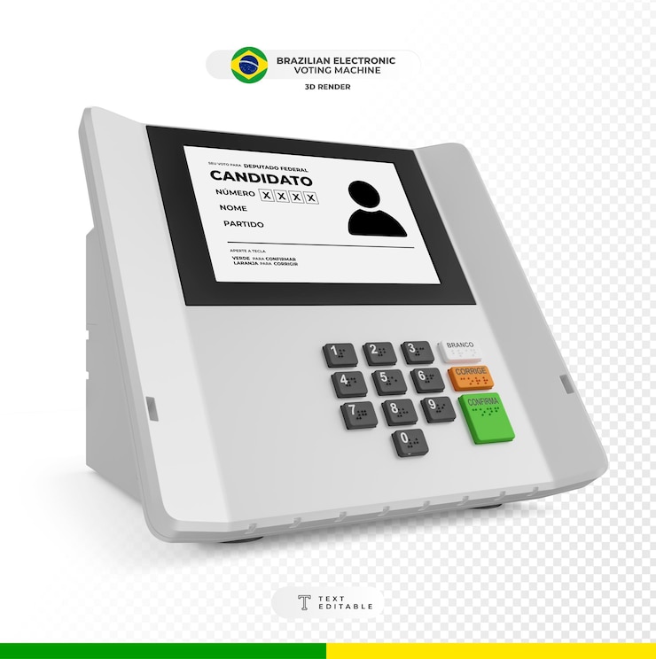 PSD mockup realista de urnas electrónicas brasileñas renderizadas en 3d para los procesos electorales