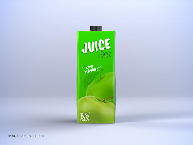 Mockup realistico 3d juice tetra pack per il branding del prodotto